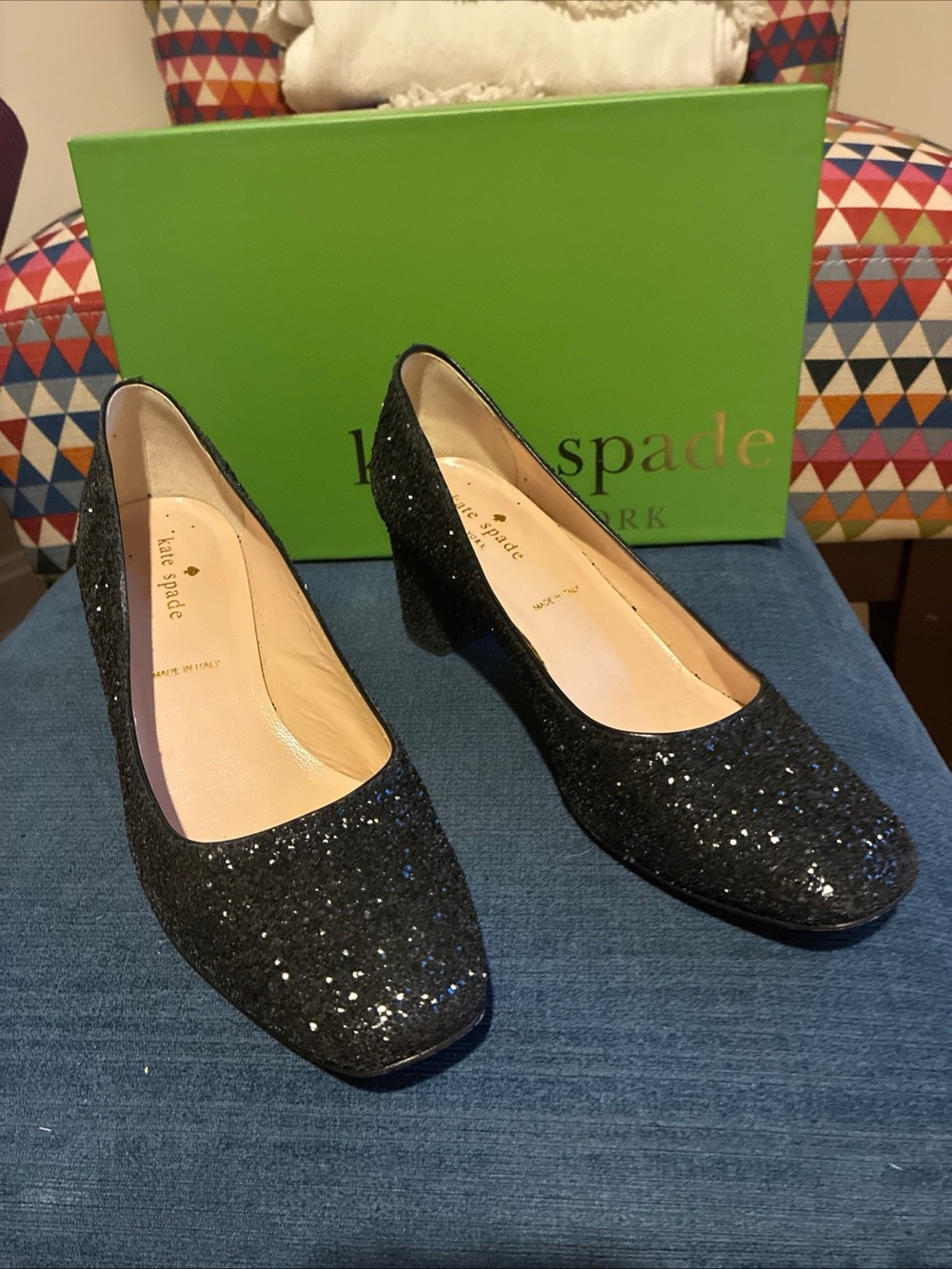 Kate Spade Dolores black glitter pump size 7